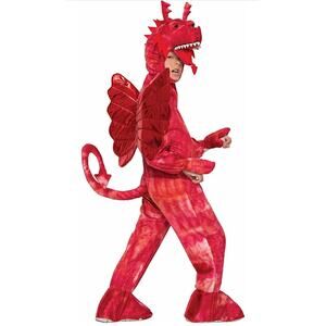 New Forum Novelties Red Dragon Costume Plush Jumpsuit, Wings, Tail & Hood Large